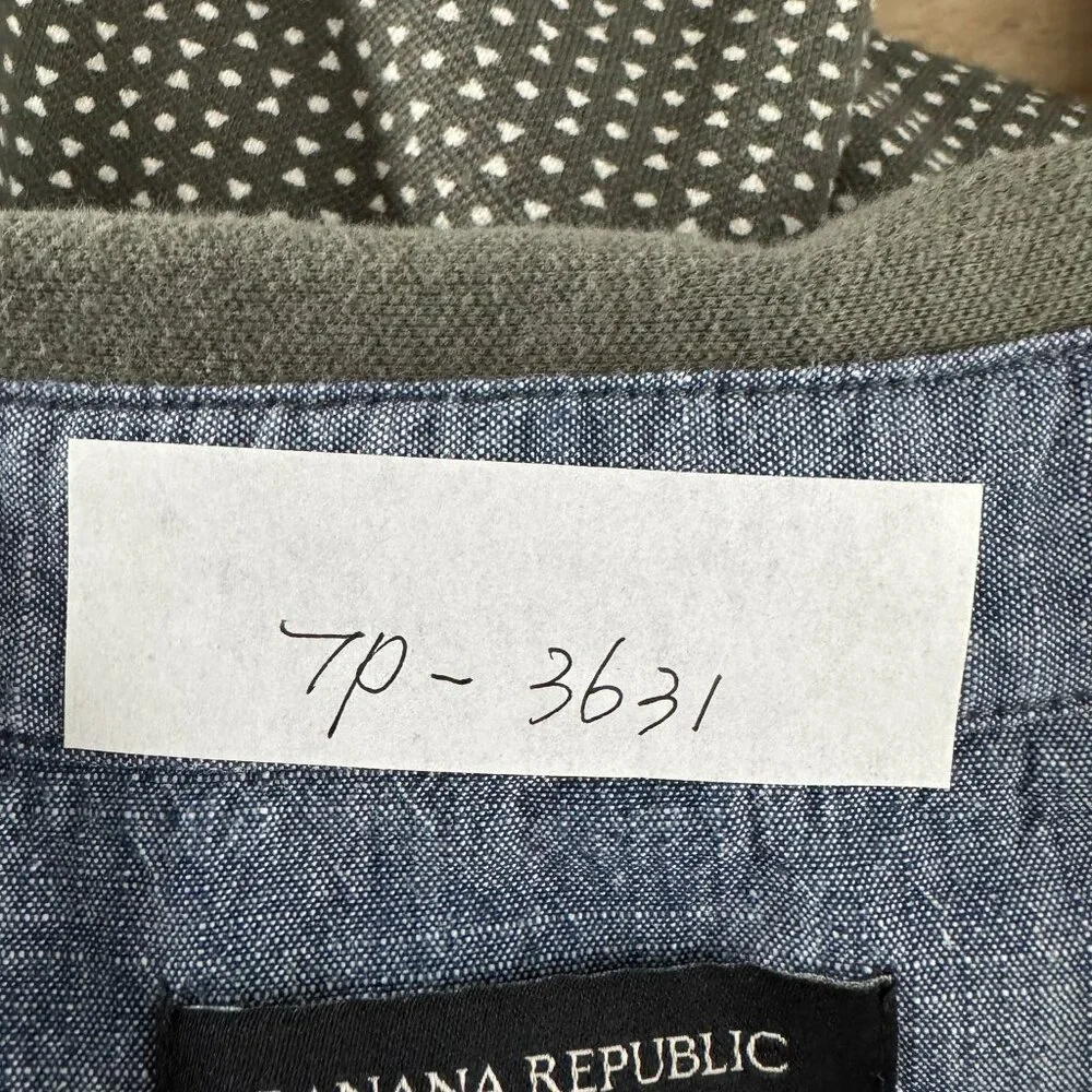 Banana Republic Polo Shirt 2XLT Short Sleeve Olive‎ Green White Printed TP-3631